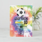 絞り染めサッカーサッカー誕生日パーティボーイズガールズ 招待状 (スタンド正面)