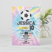 絞り染めサッカーサッカー誕生日パーティーピンクガールズ 招待状 (スタンド正面)