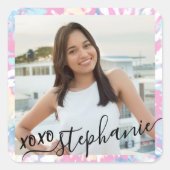 絞り染めサンキューパーティーの好意の写真 スクエアシール (正面)