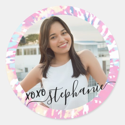 絞り染めサンキューパーティーの好意の写真 ラウンドシール (正面)