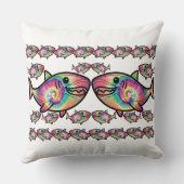 絞り染めシャークカラフル水中競技喜び クッション (裏面)