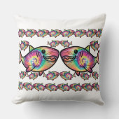 絞り染めシャークカラフル水中競技喜び クッション (正面)