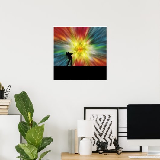 絞り染めシルエットゴルファー ポスター (ホームオフィス)