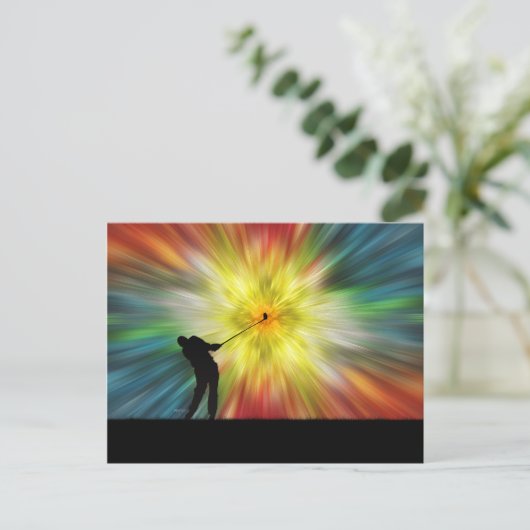 絞り染めシルエットゴルファー ポストカード (スタンド正面)