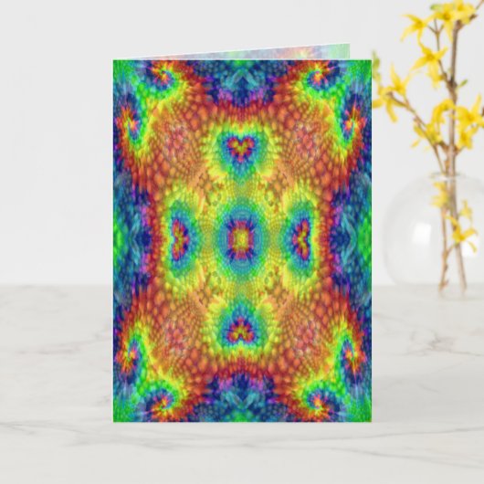 絞り染めスカイヴィンテージフラクタル万華鏡のように千変万化するパターン カード (黄色い花)