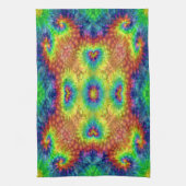 絞り染めスカイヴィンテージフラクタル万華鏡のように千変万化するパターン キッチンタオル (縦)
