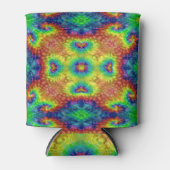 絞り染めスカイヴィンテージフラクタル万華鏡のように千変万化するパターン 缶クーラー (正面)
