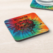 絞り染めスカルとバラ コースター (左側)