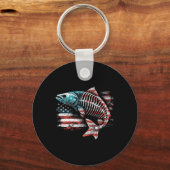 絞り染めスケルトサーモンアメリカの7月の魚の4th キーホルダー (正面)