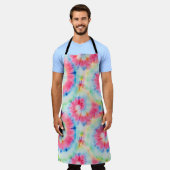 絞り染めスパイラル、水彩アート。 エプロン (着用した状態)