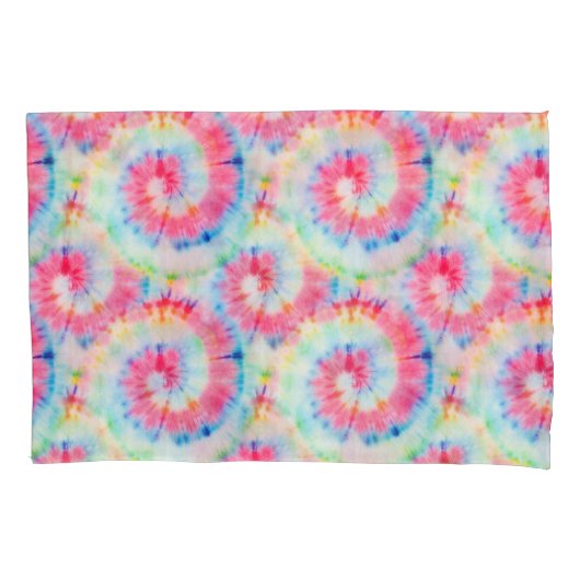 絞り染めスパイラル、水彩アート。 枕カバー (正面)