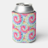 絞り染めスパイラル、水彩アート。 缶クーラー (缶裏面)