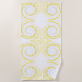 絞り染めスワールファンキーレトロ溝状イエローホワイト ビーチタオル