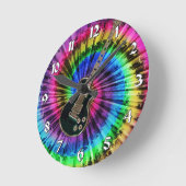 絞り染めスワール電気音楽ギタークロック ラウンド壁時計 (傾斜)