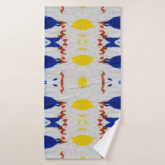 絞り染めテクスチャ。絞り文様アイボリーバ・マルーン バスタオル (バスタオル)