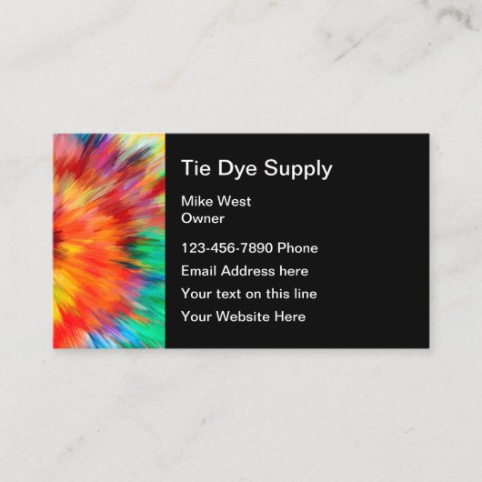 絞り染めテーマカラフル抽象芸術 名刺 (正面)
