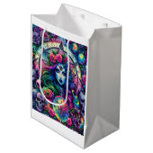 絞り染めトリップ（幻覚体験）のようなハロウィーン魔女の女神ギフトラップ ミディアムペーパーバッグ (正面アングル)