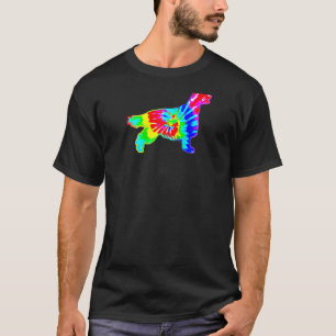 絞り染めドッグヒッパイアイリッシュセッタードッグラグランベースバル Tシャツ