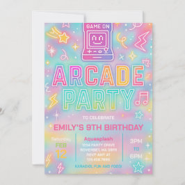 絞り染めネオングローアーケードパーティー誕生日招待状 招待状