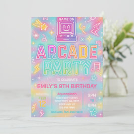 絞り染めネオングローアーケードパーティー誕生日招待状 招待状