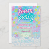絞り染めネオングローフォーム誕生日パーティーの招待 招待状 (正面/裏面)
