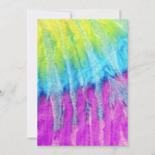 絞り染めネオンパープルアクアライムアエージ誕生日 招待状 (裏面)