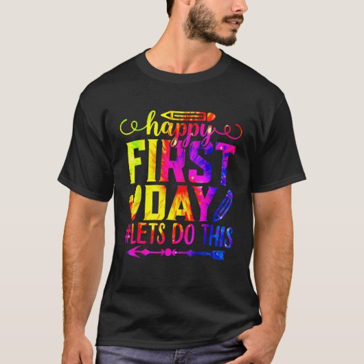 絞り染めハッピーファースト1日目この歓迎バックを行う Tシャツ (正面)