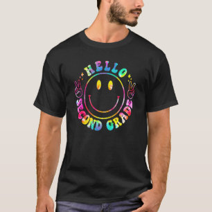 絞り染めハッピー顔ハローセカンドグレードチーム先生 Tシャツ