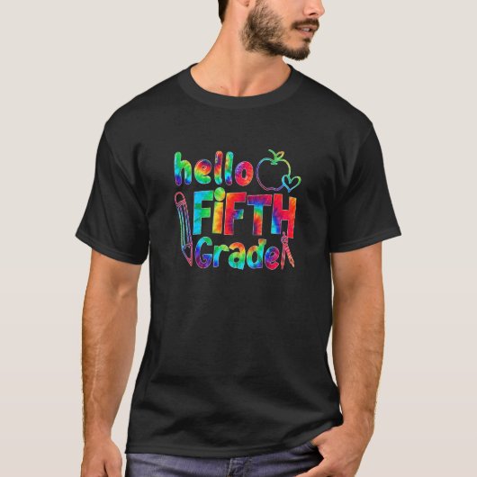 絞り染めハロー5年生先生1日目 Tシャツ (正面)