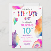 絞り染めバースデーパーティーブライト絞り染めヒッピーパーティー 招待状 (正面)