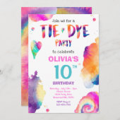 絞り染めバースデーパーティーブライト絞り染めヒッピーパーティー 招待状 (正面/裏面)