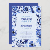 絞り染めバースデーパーティーブルーシボリ 招待状 (正面/裏面)