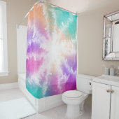 絞り染めパステルウォーターカラーピンクオレンジティール（緑がかった色）パープル シャワーカーテン (インサイチュ)