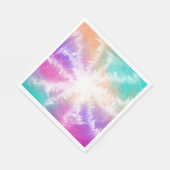絞り染めパステルウォーターカラーピンクオレンジティール（緑がかった色）パープル スタンダードランチョンナプキン (角)