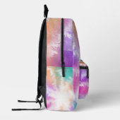 絞り染めパステルウォーターカラーピンクオレンジティール（緑がかった色）パープル プリントバックパック (左)