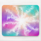 絞り染めパステルウォーターカラーピンクオレンジティール(緑がかった色)パープル マウスパッド (正面)