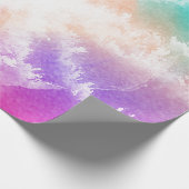 絞り染めパステルウォーターカラーピンクオレンジティール(緑がかった色)パープル ラッピングペーパー (角)