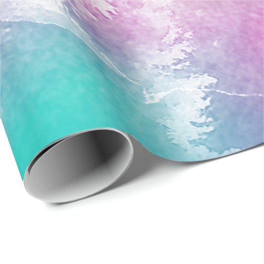 絞り染めパステルウォーターカラーピンクオレンジティール(緑がかった色)パープル ラッピングペーパー (ロールコーナー)