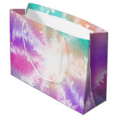 絞り染めパステルウォーターカラーピンクオレンジティール（緑がかった色）パープル ラージペーパーバッグ (裏面アングル)