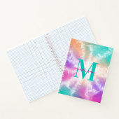 絞り染めパステルピンクオレンジティール(緑がかった色)パープルモノグラム ノートブック (内部)