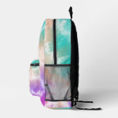 絞り染めパステルピンクオレンジティール(緑がかった色)パープルモノグラム プリントバックパック (右)