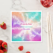 絞り染めパステルピンクオレンジティール(緑がかった色)パープル誕生日 スタンダードランチョンナプキン (インサイチュ)