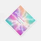 絞り染めパステルピンクオレンジティール(緑がかった色)パープル誕生日 スタンダードランチョンナプキン (角)