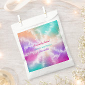 絞り染めパステルピンクオレンジティール(緑がかった色)パープル誕生日 フェイバーバッグ (クリップ留めされた状態)