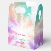 絞り染めパステルピンクオレンジティール（緑がかった色）パープル誕生日 フェイバーボックス (オープン)