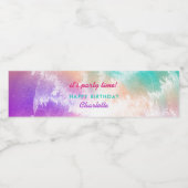 絞り染めパステルピンクオレンジティール（緑がかった色）パープル誕生日 ペットボトルラベル (シングルラベル)