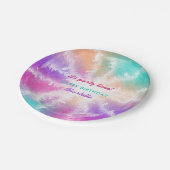 絞り染めパステルピンクオレンジティール(緑がかった色)パープル誕生日 ペーパープレート (アングル)