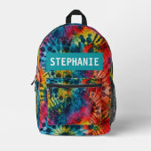 絞り染めパターカラフルンパーソナライズされた プリントバックパック (正面)