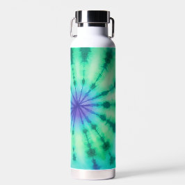 絞り染めパターンシーフォームターコイズ-名前をカスタムする ウォーターボトル