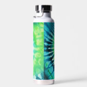 絞り染めパターンライムアクアティール(緑がかった色)-名前をカスタムする ウォーターボトル (右面)